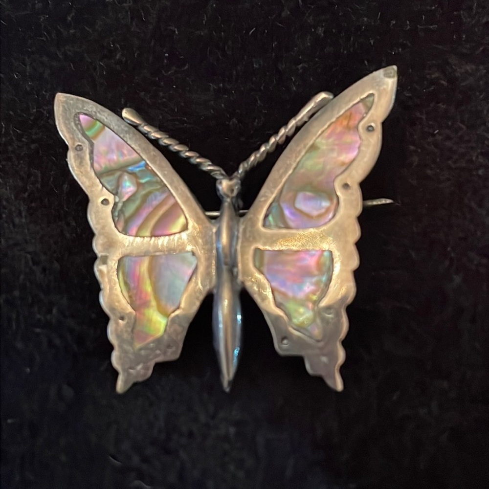 Vintage Sterling AbLone Shell Butterfly